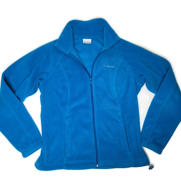 Columbia fleece blue full zip mock neck sweater jacket has pockets size medium - Picture 3 of 6